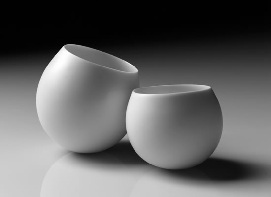 Gravity #2, Porcelain, glazed interiors hand-polished exteriors, 200 × 100 × 100 mm, 2011